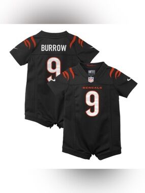 Joe Burrow Cincinnati Bengals Nike Baby Jersey Romper Black New